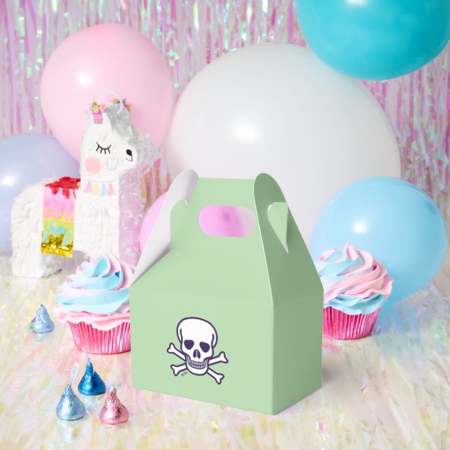 Skull n Bones green gable favor boxes large (Party)