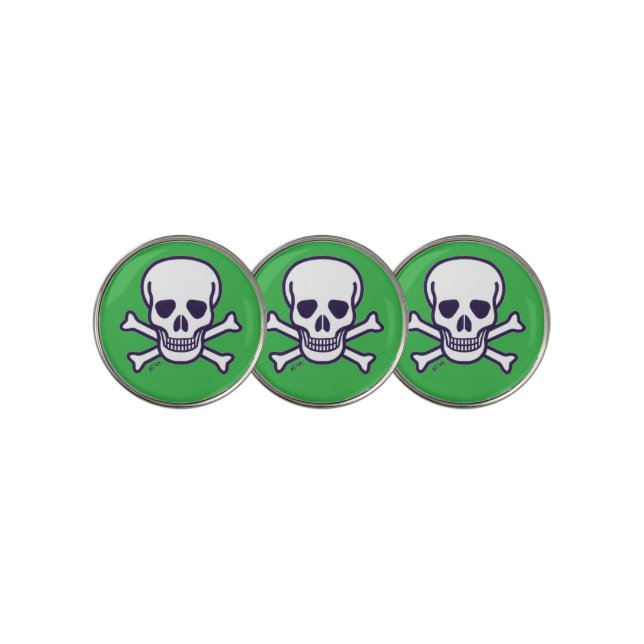 Skull n Bones green golf ball markers (3 Up)