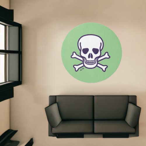 Skull n Bones green indoor round rug