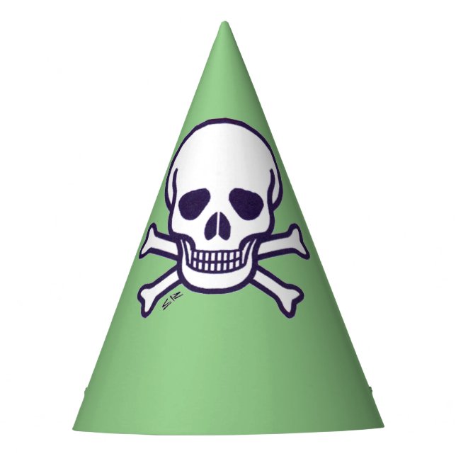 Skull n Bones green party hats (Front)