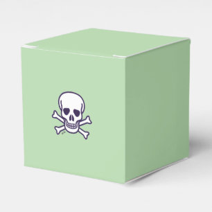 Skull n Bones green square favor boxes