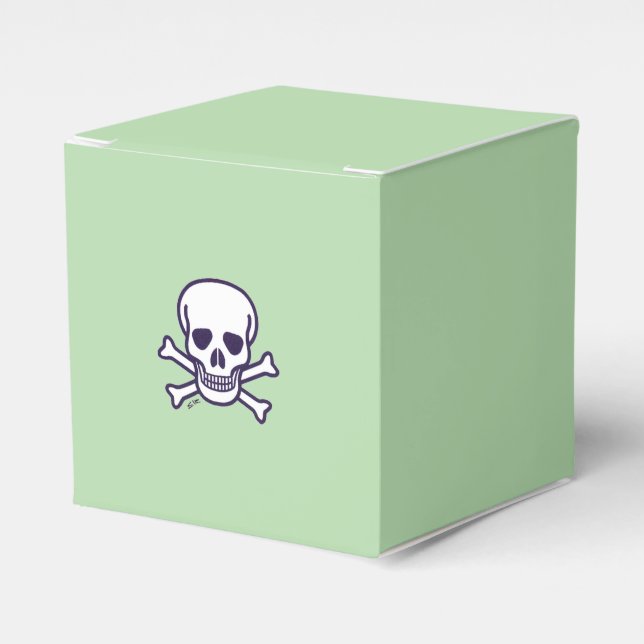 Skull n Bones green square favor boxes (Front Side)