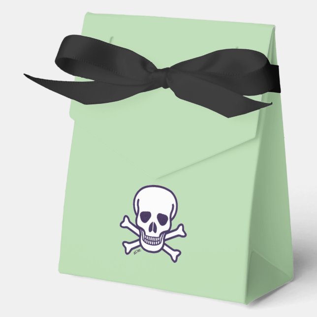 Skull n Bones green tent favor boxes large (Front)