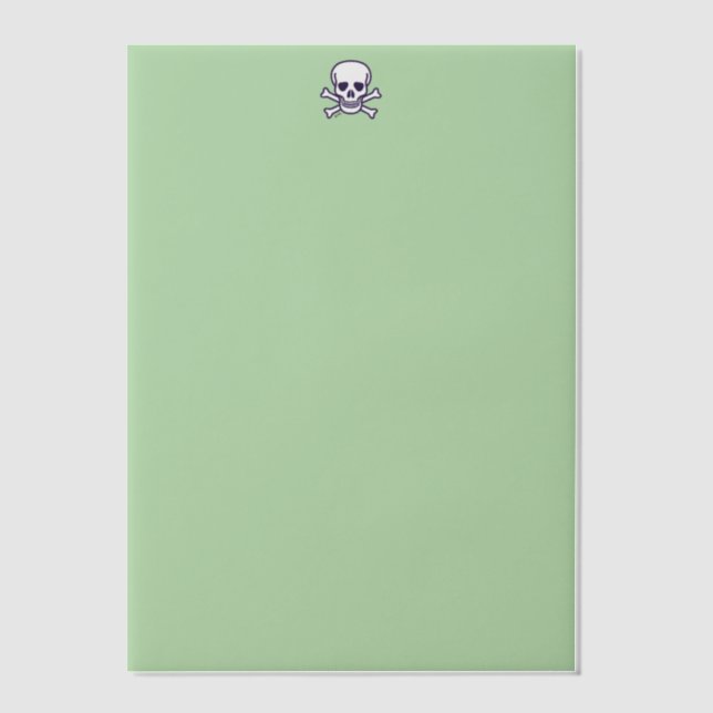 Skull n Bones green vellum papers Invitations (Front)