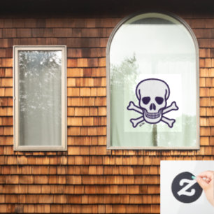 Skull n Bones large window cling back stick