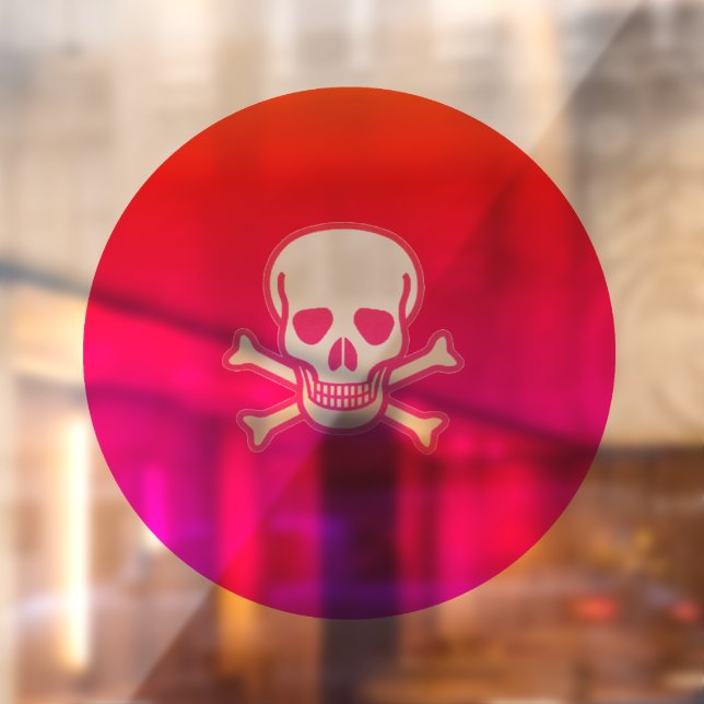 Skull n Bones neon round window cling back stick (Sheet 2)