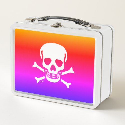 Skull n Bones neon white lunchbox