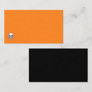 Skull n Bones orange blk std business card corner