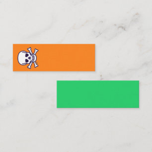 Skull n Bones orange green mini business card vert