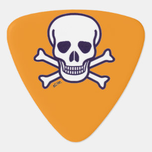 Skull n Bones orange triangle guitar pick