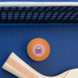 Skull n Bones Pink 3 star orange ping pong ball
