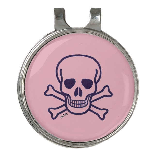 Skull n Bones Pink hat clip (Front)