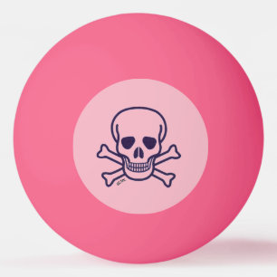 Skull n Bones Pink on pink 1 star ping pong ball