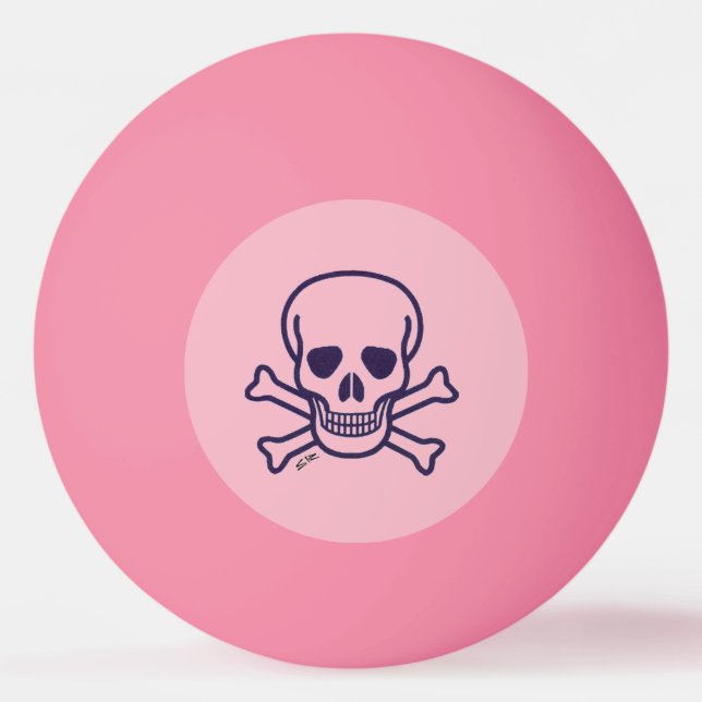 Skull n Bones Pink orang glo 1 star ping pong ball (Front)