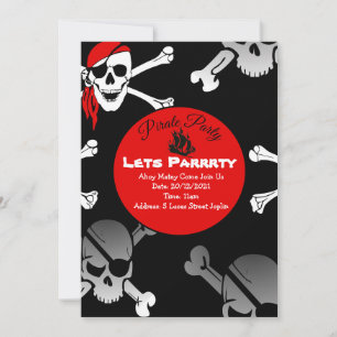 Skull n bones pirate invitation
