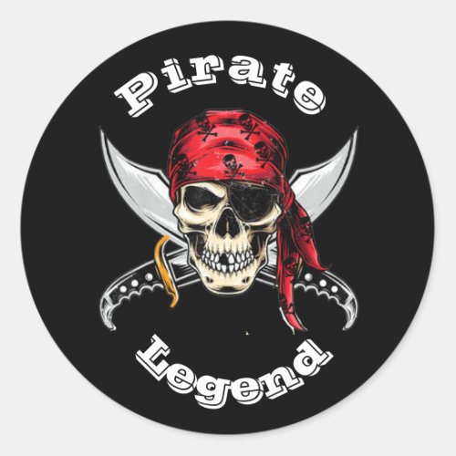 Skull n bones Pirate Legend  Classic Round Sticker