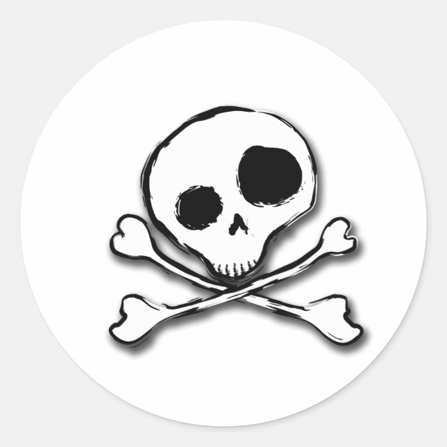 Skull N Bones Plain Classic Round Sticker (Front)