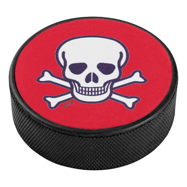 Skull n Bones red hockey puck (3/4)