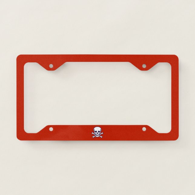 Skull n Bones red license plate frame B (Front)