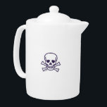 Skull n Bones right hand porcelain teapot<br><div class="desc">Skull n Bones teapots are for tea drinkers, horror fans, rockers, murder mystery fans, skull collectors, pirate reenactors, cosplayers, roleplay gamers (especially on game nights), Goths, and people who just like skulls. Skull n Bones is Steamy Raimon original art. * Only the brave will drink of the brew from such...</div>