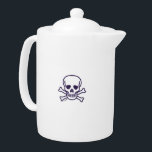 Skull n Bones right hand porcelain teapot<br><div class="desc">Skull n Bones teapots are for tea drinkers, horror fans, rockers, murder mystery fans, skull collectors, pirate reenactors, cosplayers, roleplay gamers (especially on game nights), Goths, and people who just like skulls. Skull n Bones is Steamy Raimon original art. * Only the brave will drink of the brew from such...</div>