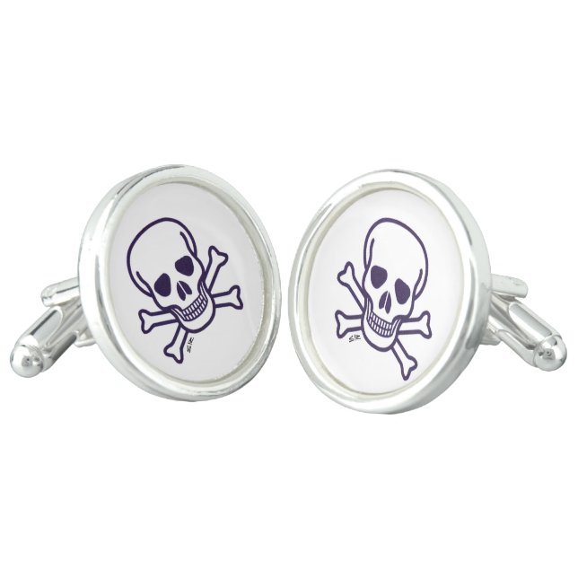Skull n Bones silver cufflinks (Angled)