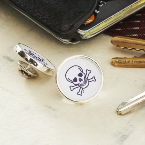 Skull n Bones silver plated lapel pin