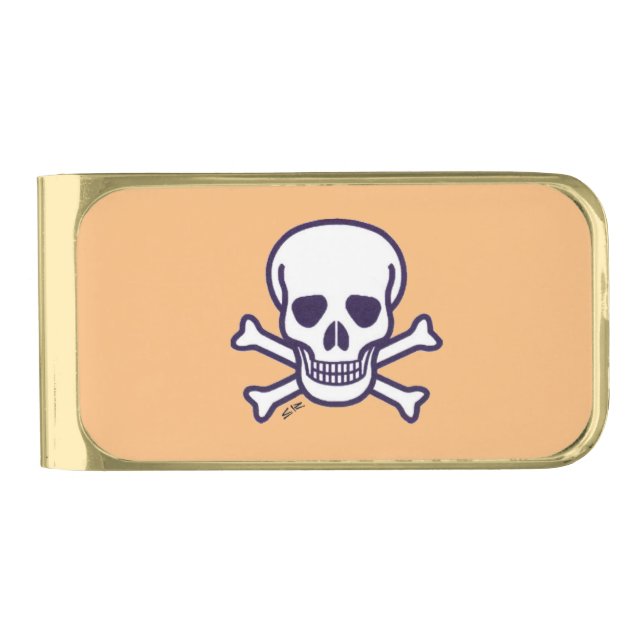 Skull n Bones tan gold money clip (Front)