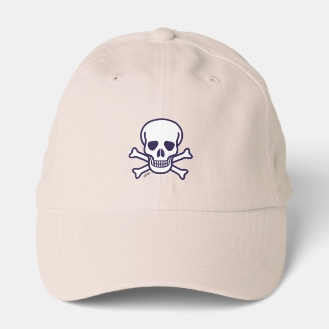 Skull n Bones tan performance golf cap (Front)
