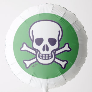 Skull n Bones white and green helium balloon