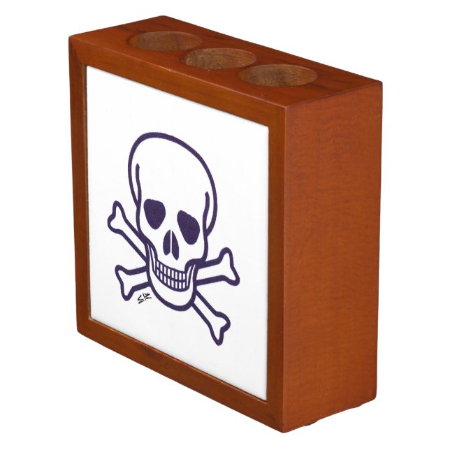 Skull n Bones white desk organizer (Angled)