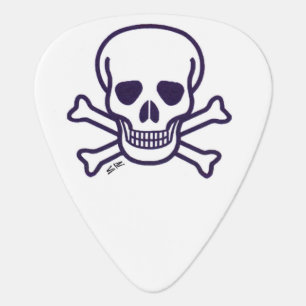 Skull n Bones white guitar pick