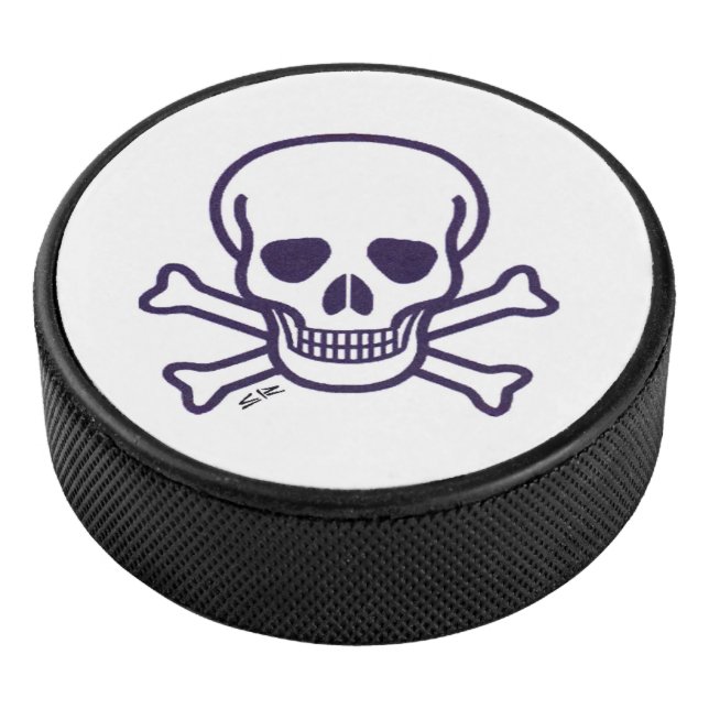 Skull n Bones white hockey puck (3/4)