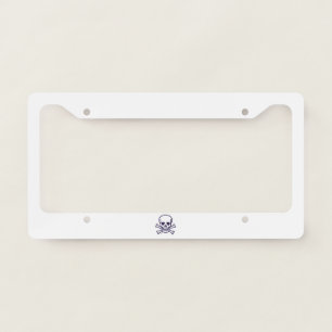 Skull n Bones white license plate frame