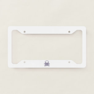 Skull n Bones white license plate frame