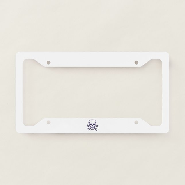 Skull n Bones white license plate frame (Front)