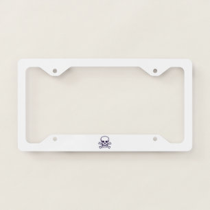 Skull n Bones white license plate frame
