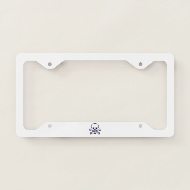 Skull n Bones white license plate frame (Front)