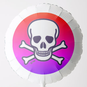 Skull n Bones white neon helium balloon