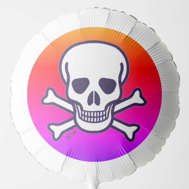 Skull n Bones white neon helium balloon (Front)