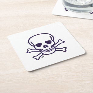 Skull n Bones white paper drink coasters