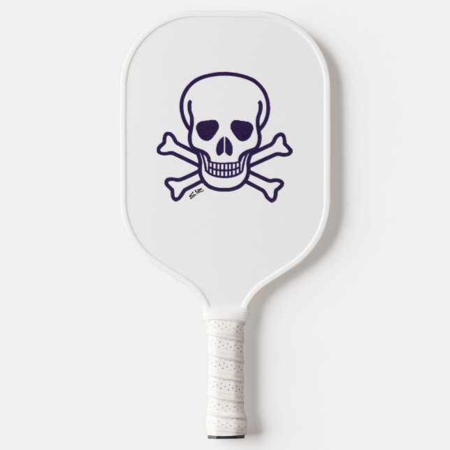 Skull n Bones white pickleball paddle (Front)