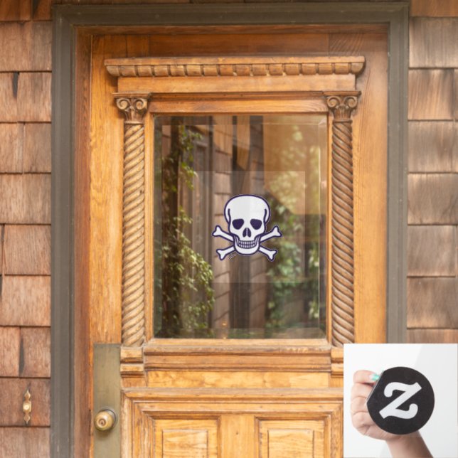 Skull n Bones window cling front stick (Home Door)