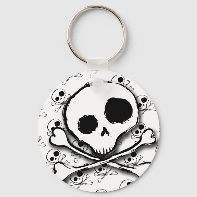Skull N Bones with backdrop Keychain (Front)