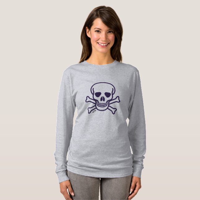 Skull n Bones women gray long sleeve T-shirt (Front Full)