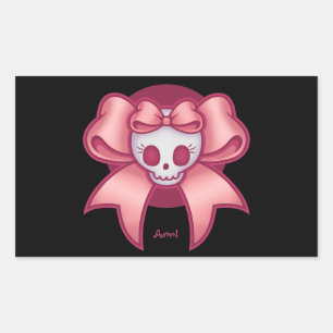 Skull 'n Bows Rectangular Sticker