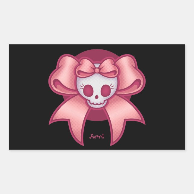 Skull 'n Bows Rectangular Sticker (Front)