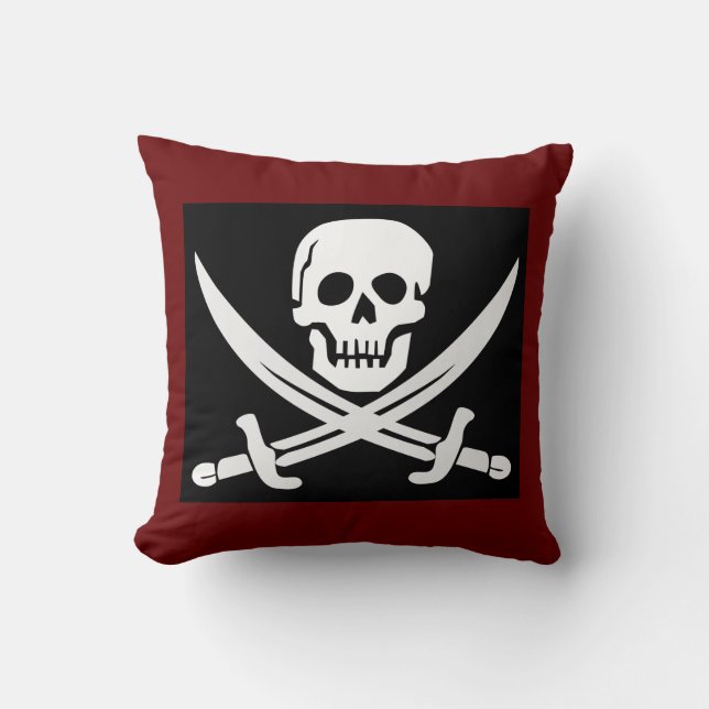 SKULL N CROSSBONES PIRATE PILLOW (Front)