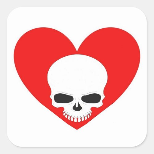 skull n heart stickers white