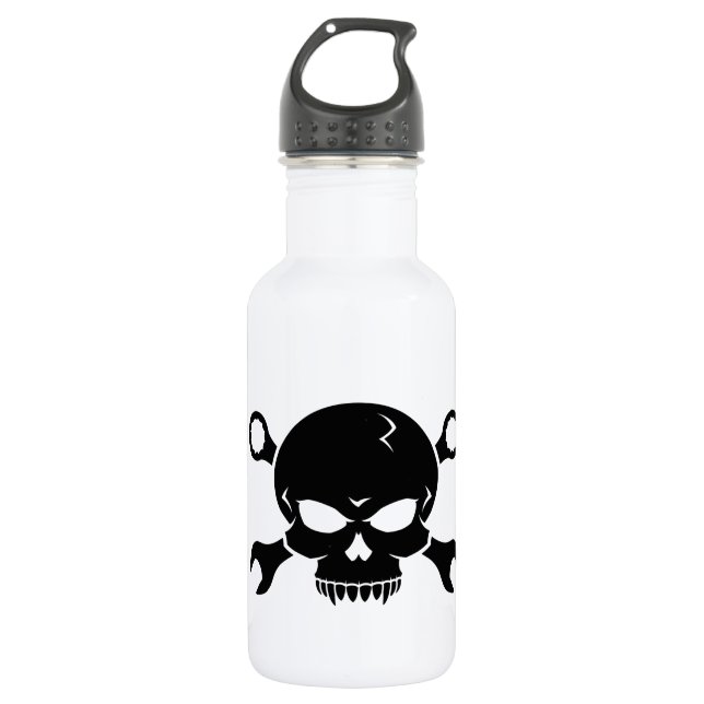 Skull 'n' Tools - Screw Pirate 2 (black) Stainless Steel Water Bottle (Front)